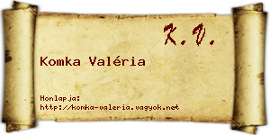 Komka Valéria névjegykártya